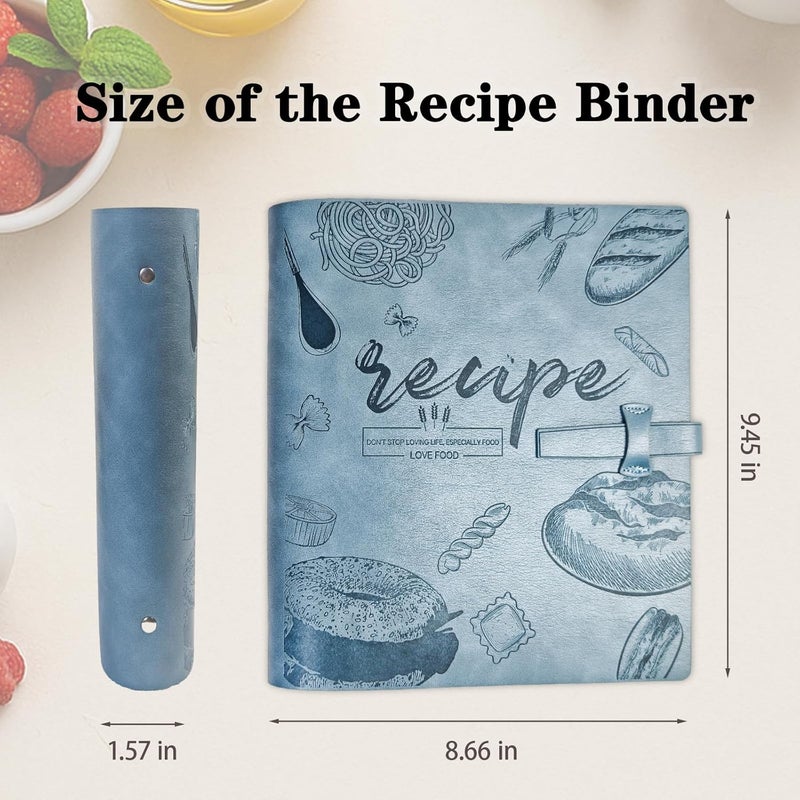 GoShambar Recipe Binder, Recipe Book Binder with Plastic Sleeves, Blank Recipe Card Book to Write in Your Own Recipes (4" x 6" Recipe Cards & Category Tab) (Blue) - Image 4